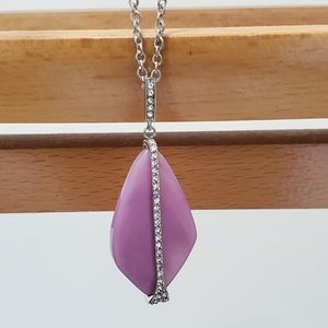 Jacob's Necklace Plastic purple stone silver color